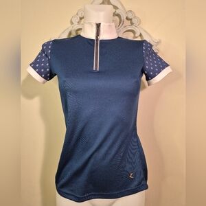 Equestrian Horze Technical Riding Shirt Zip Neck Short Sleeve Professional